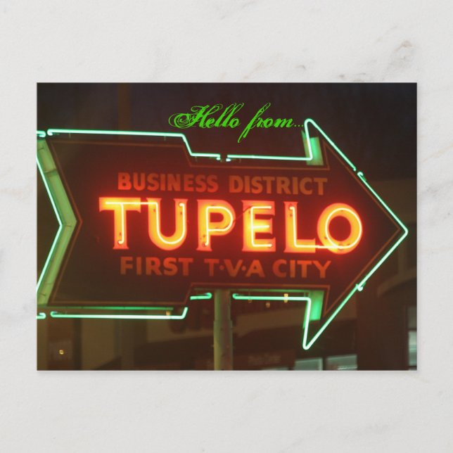 Carte Postale Bonjour de Tupelo ! (Devant)