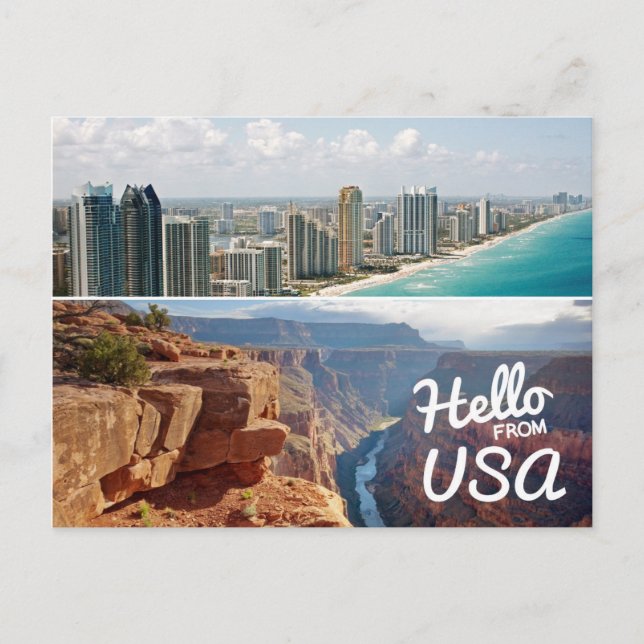 Carte Postale Bonjour des États-Unis (Devant)