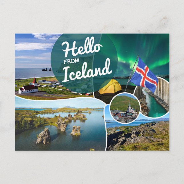Carte Postale Bonjour d'Islande (Devant)