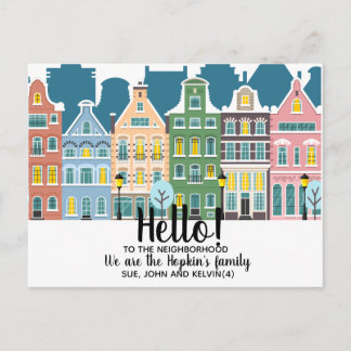 Carte Postale Bonjour, Editable Nous sommes nouveaux dans le qua