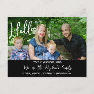 Carte Postale Bonjour,Editable Nous sommes Nouveaux dans le Quar