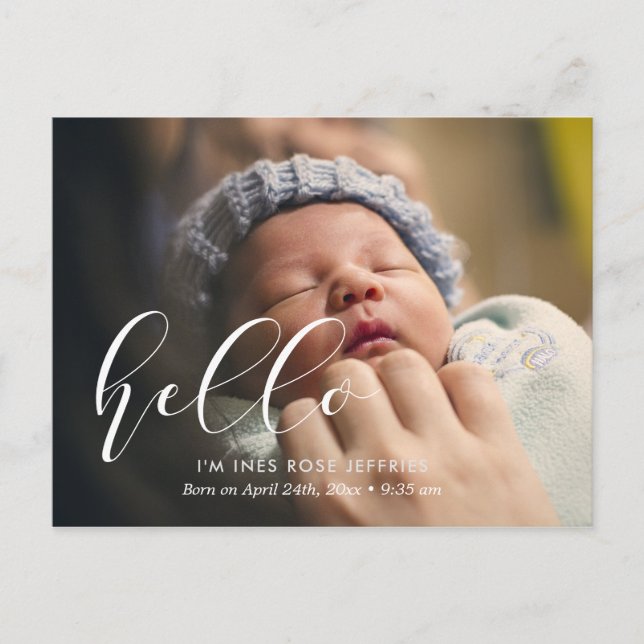 Carte Postale Bonjour Elegant photo faire-part de naissance (Devant)