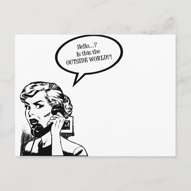 Carte Postale Bonjour ? Est-Ce Le MONDE EXTÉRIEUR ? ! Rétro (Devant)