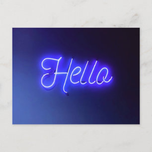Carte Postale Bonjour Fun Neon Bleu Signal brillant et gai