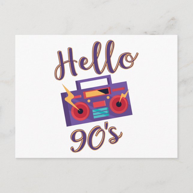 Carte Postale Bonjour lecteur de cassettes radio 90s (Devant)
