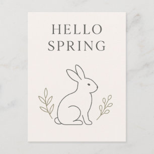 Carte Postale Bonjour Ligne Artistique Minimaliste de Lapin de P