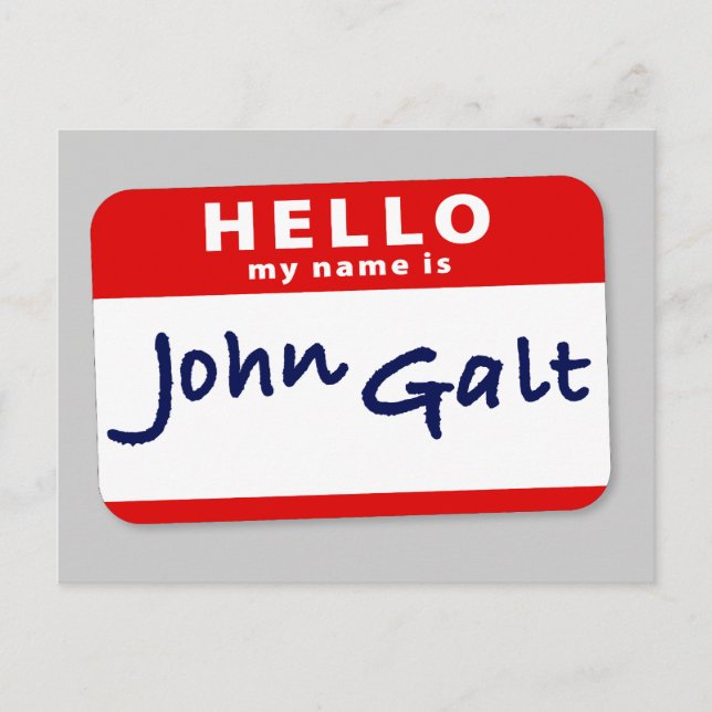 Carte Postale Bonjour Mon nom est John Galt (Devant)