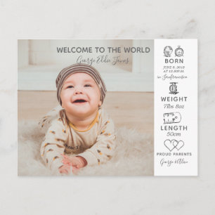 Carte Postale bonjour monde bébé photographe faire-part nouveau