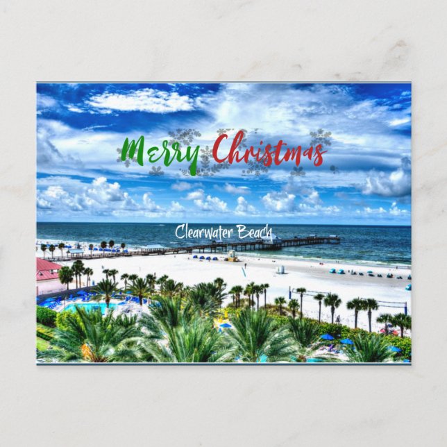 Carte Postale Bonjour Noël à Clearwater Beach (Devant)