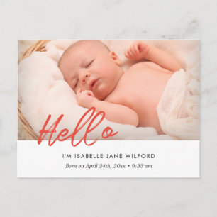 Carte Postale Bonjour - Photo faire-part de naissance moderne