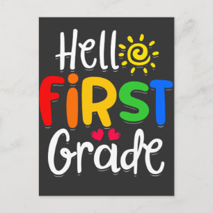 Carte Postale Bonjour première année 1ère année Retour à l'école