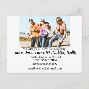 Carte Postale Bonjour, rencontrez les voisins avec photo de fami