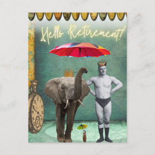 Carte Postale Bonjour Retraite Vieil Homme Fort 