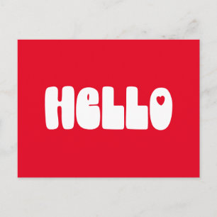 Carte Postale Bonjour Simple Retro Typographie Salutation en rou