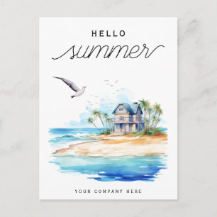 Carte Postale Bonjour Summer Beach House Ocean Business