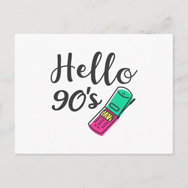 Carte Postale Bonjour téléphone portable des années 90 (Devant)