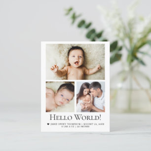 Carte Postale Bonjour tout le monde ! Faire-part de naissance ph