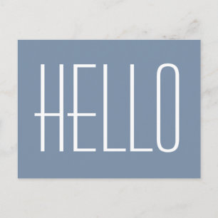 Carte Postale Bonjour Typographie minimaliste simple Bleu