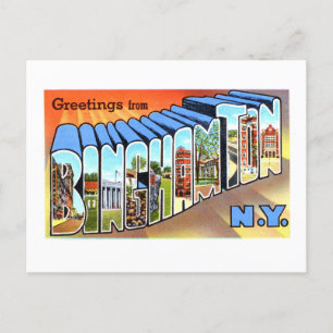 Carte Postale Bonjour vintage de Binghamton, New York,