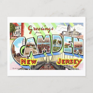 Carte Postale Bonjour vintage de Camden, New Jersey,