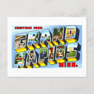 Carte Postale Bonjour vintage de Grand Rapids, Minnesota,