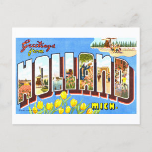 Carte Postale Bonjour vintage de Holland, Michigan,