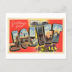 Carte Postale Bonjour vintage de Joliet, Illinois