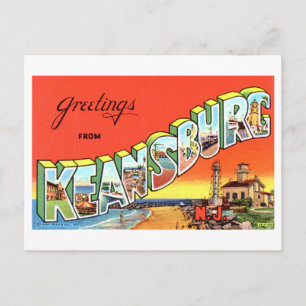 Carte Postale Bonjour vintage de Keansburg, New Jersey,
