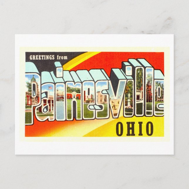 Carte Postale Bonjour vintage de Painesville, Ohio, (Devant)