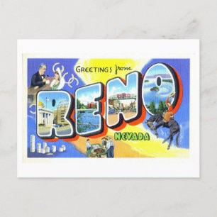 Carte Postale Bonjour vintage de Reno, Nevada,