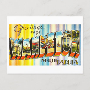 Carte Postale Bonjour vintage de Wahpeton, Dakota du Nord,