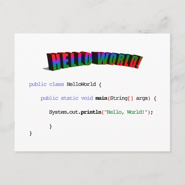 Carte Postale Bonjour World geek saluant Java (Devant)