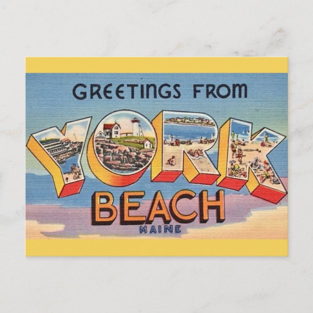 Carte Postale Bonjour York Beach Maine (Devant)