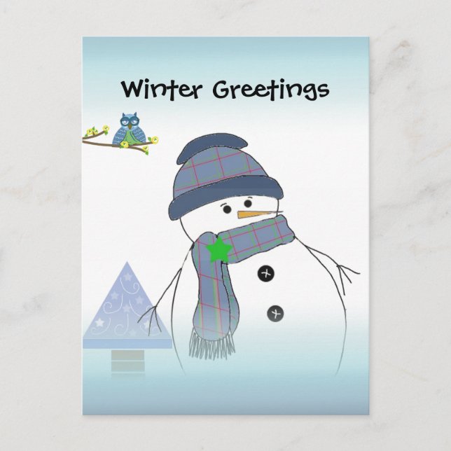 Carte Postale Bonjourhomme de neige (Devant)