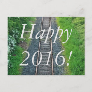 Carte Postale Bonne année 2016 ! Train Track Railway in Nature