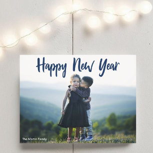 Carte Postale Bonne année 2024 Typographie Bleue moderne Photo