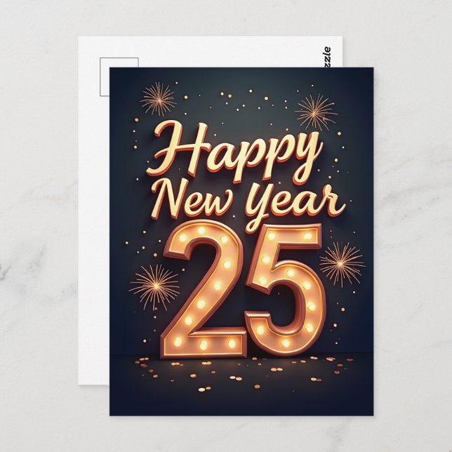 Carte Postale Bonne année 2025 (Devant / Derrière)