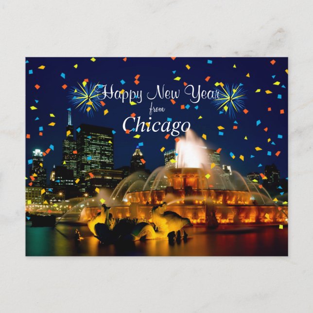 Carte Postale Bonne année à Chicago (Devant)