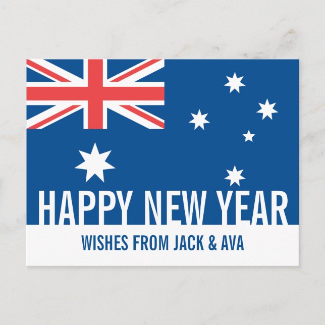 Carte Postale Bonne année Australie Drapeau australien Personnal (Devant)