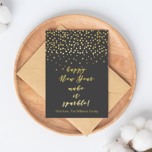 Carte Postale Bonne année, faites-le scintiller ! Éclats d'or