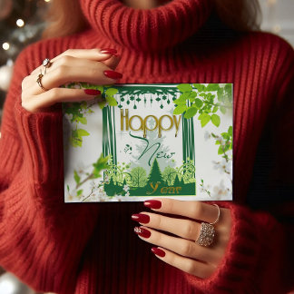 Carte Postale Bonne année Floral green POSTCARD