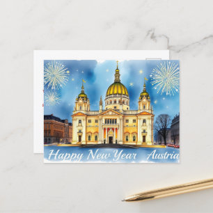Carte Postale Bonne année Vienne Autriche Festive