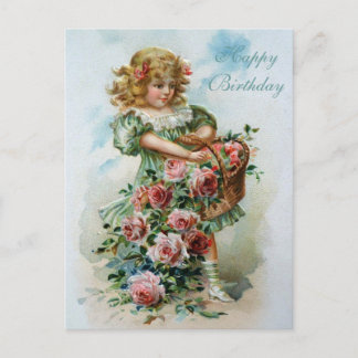 Carte Postale Bonne Anniversaire Victorian Post Card Roses Rose