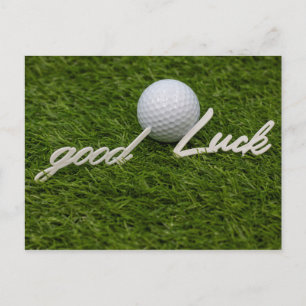 Carte Postale Bonne chance au golf balle de golf sur l'herbe ver