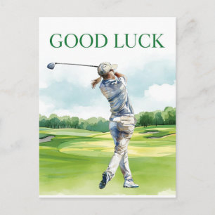 Carte Postale Bonne chance au golf pour le golfeur sur l'herbe v