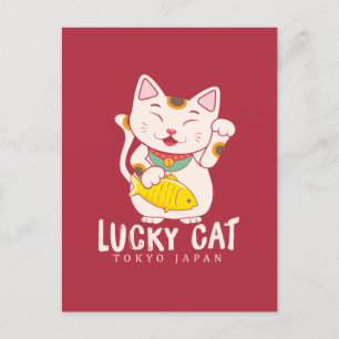 Carte Postale Bonne chance Charme Chat Lucky Maneki Neko Asiatiq