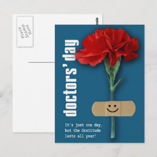 Carte Postale Bonne fête des médecins. Carnation rouge