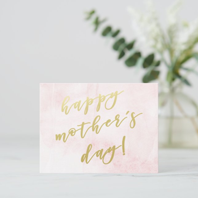 Carte Postale Bonne fête des mères | Faux Gold Script (Debout devant)