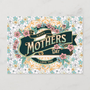 Carte Postale Bonne fête des mères Fleurs florales colorées
