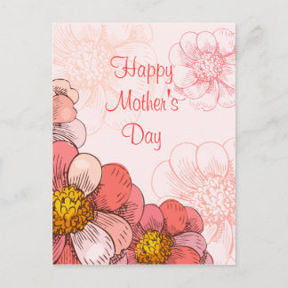 Carte Postale Bonne fête des mères Fleurs roses
